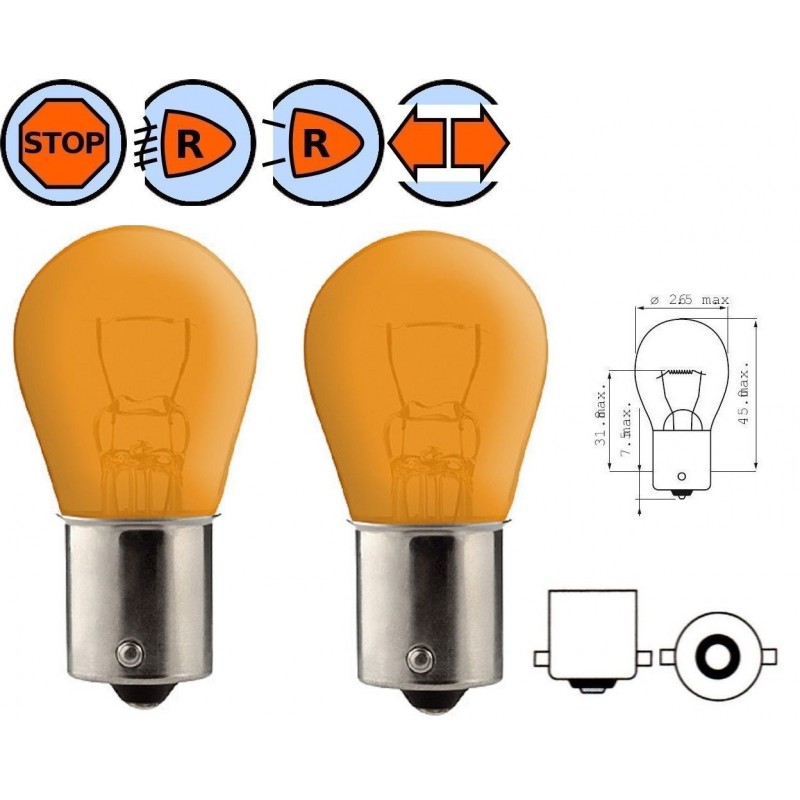 Ampoule Tun'R BA15S 6 LEDs Clignotant 12V 10W Orange - Pièces